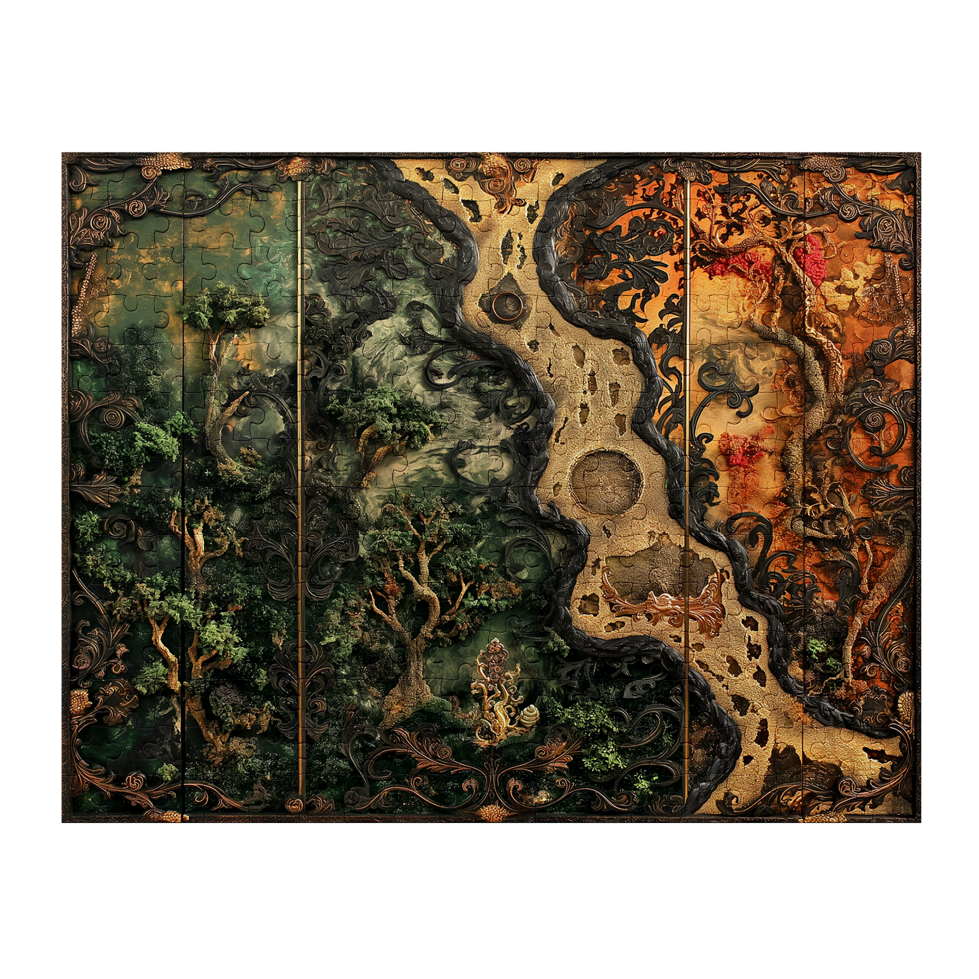 Natures Frame 08 - Premium Jigsaw Puzzle, Antique, Carving - Multiple Sizes Available