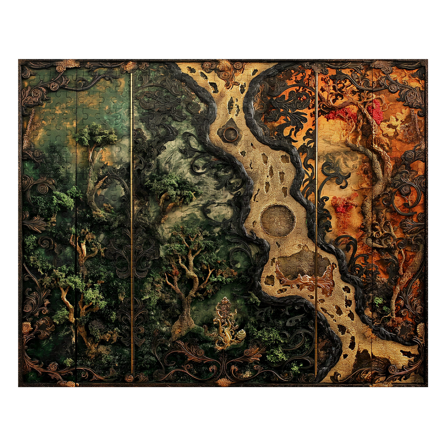 Natures Frame 08 - Premium Jigsaw Puzzle, Antique, Carving - Multiple Sizes Available
