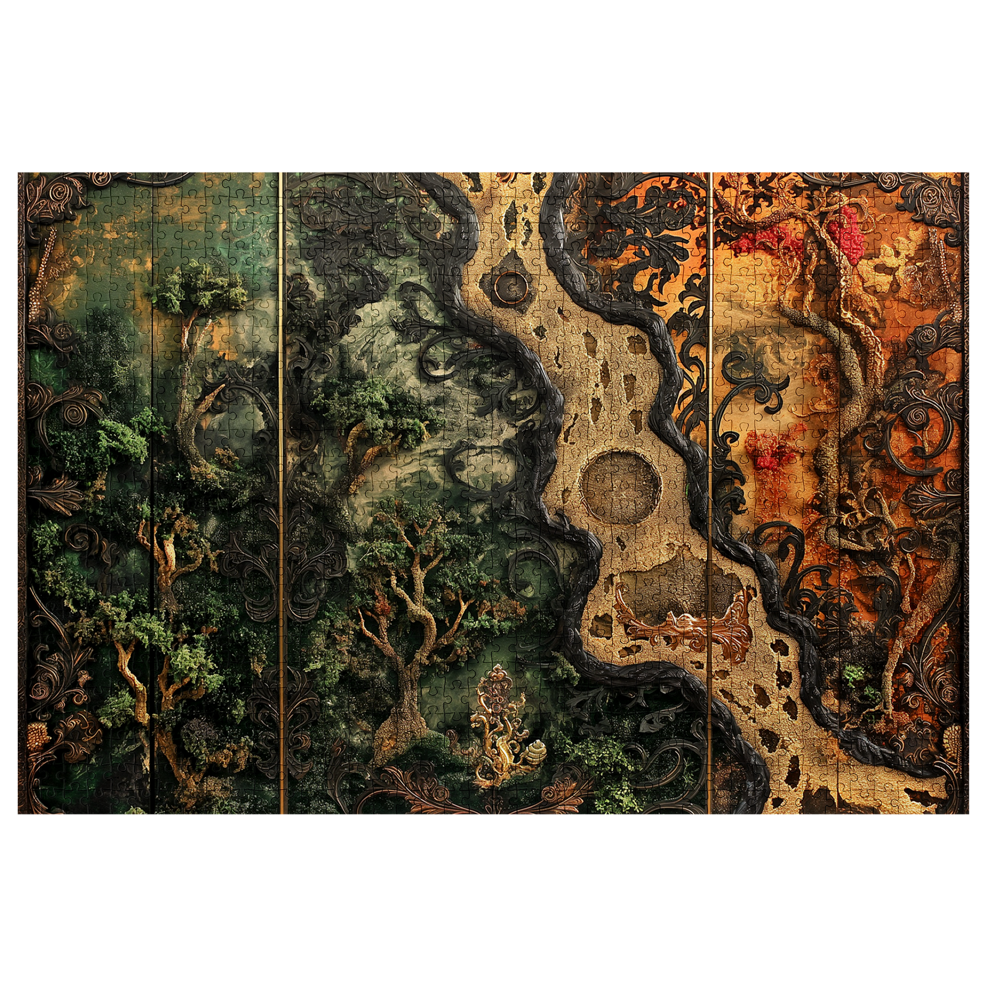 Natures Frame 08 - Premium Jigsaw Puzzle, Antique, Carving - Multiple Sizes Available