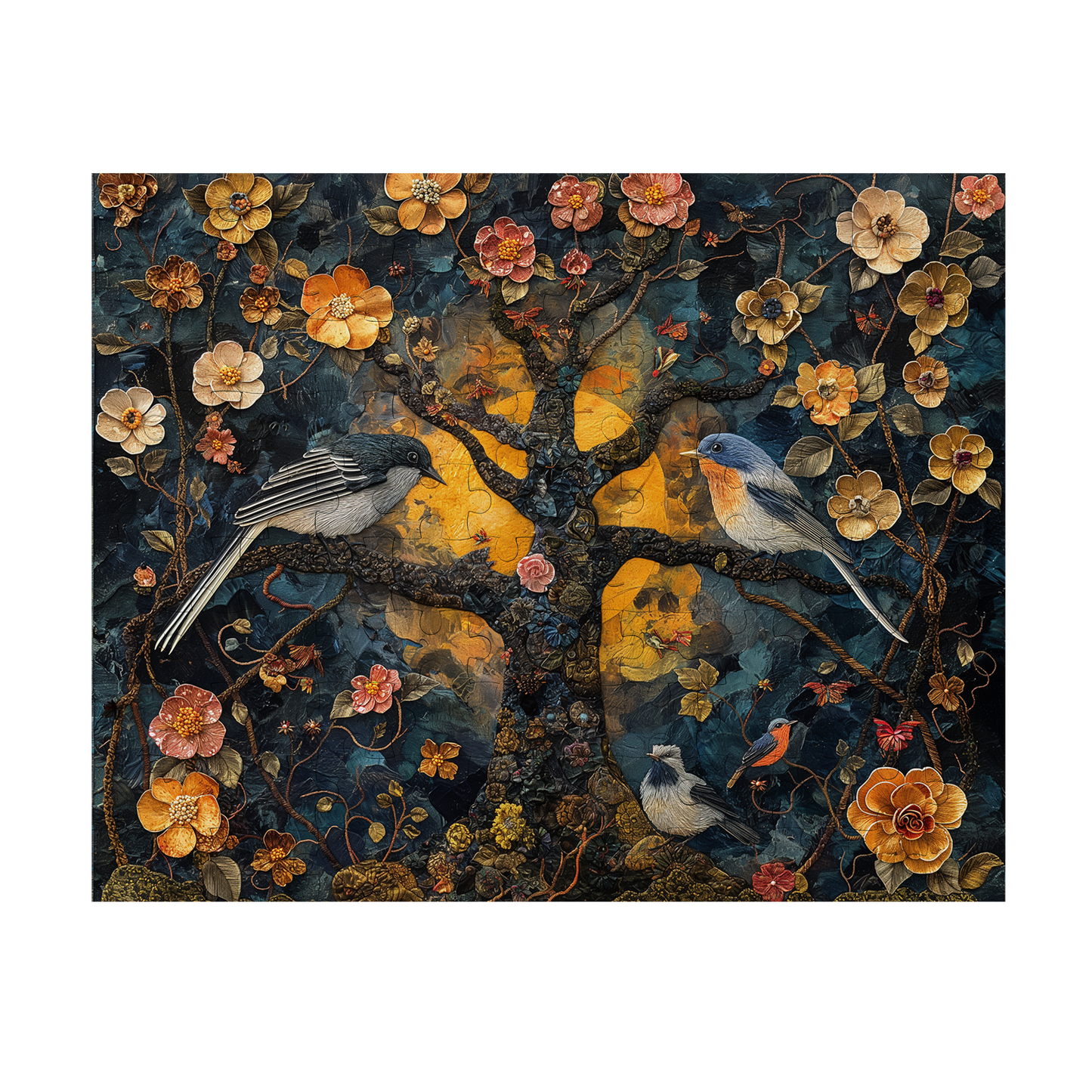 Petals and Plumage 03 - Premium Jigsaw Puzzle, Ornate, Fantasy - Multiple Sizes Available