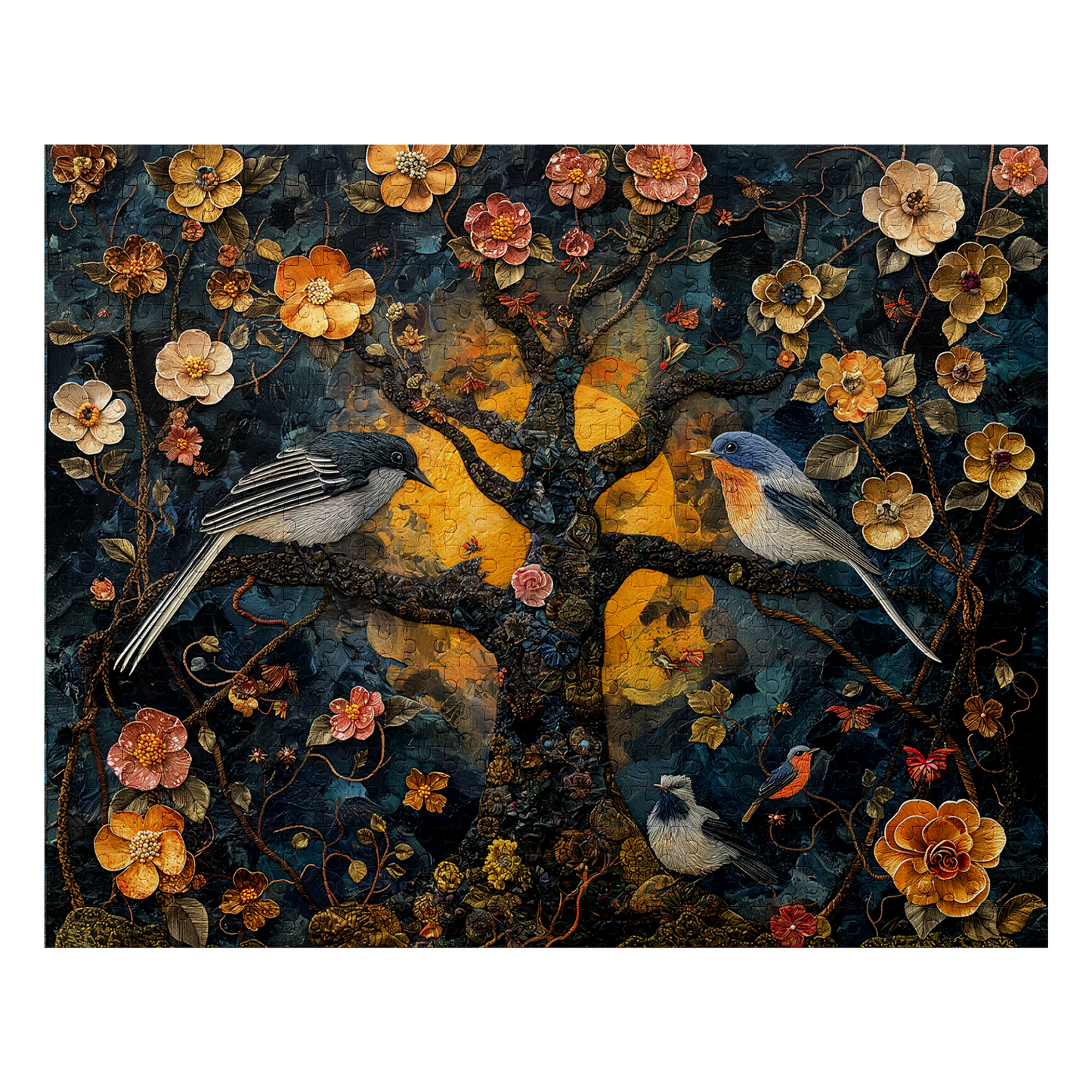 Petals and Plumage 03 - Premium Jigsaw Puzzle, Ornate, Fantasy - Multiple Sizes Available