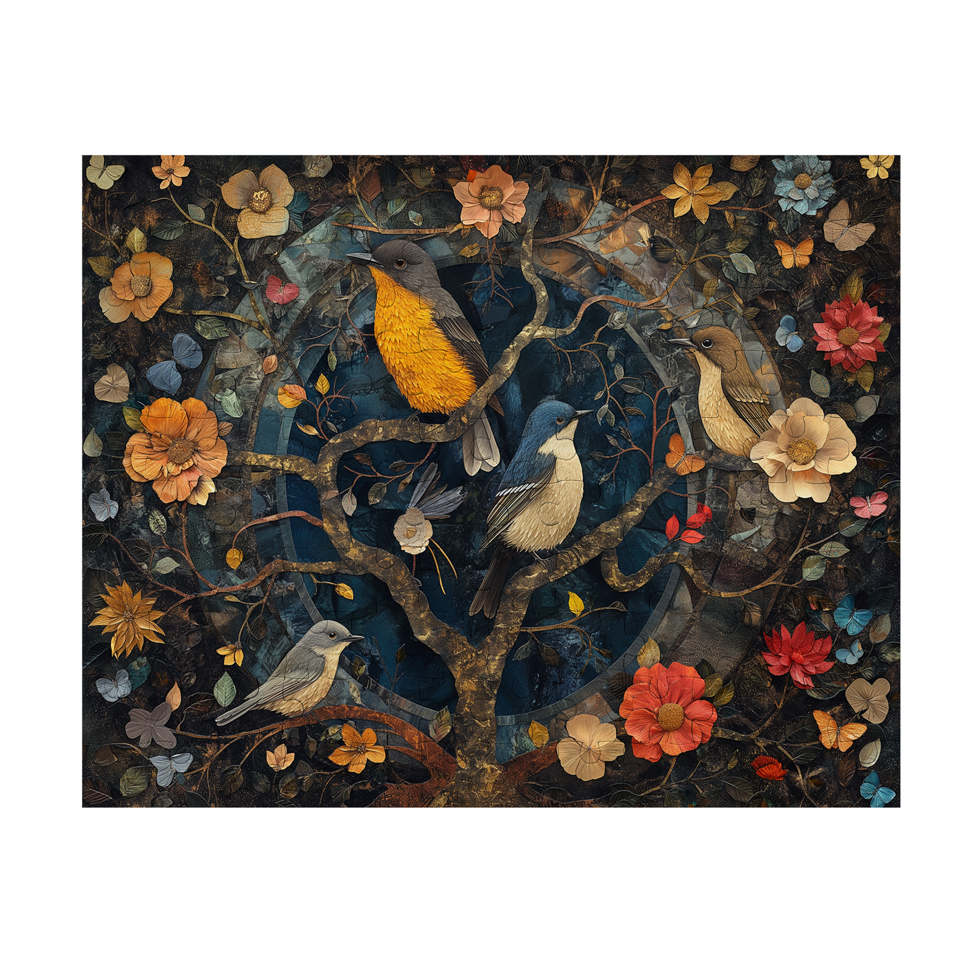 Petals and Plumage 04 - Premium Jigsaw Puzzle, Ornate, Fantasy - Multiple Sizes Available