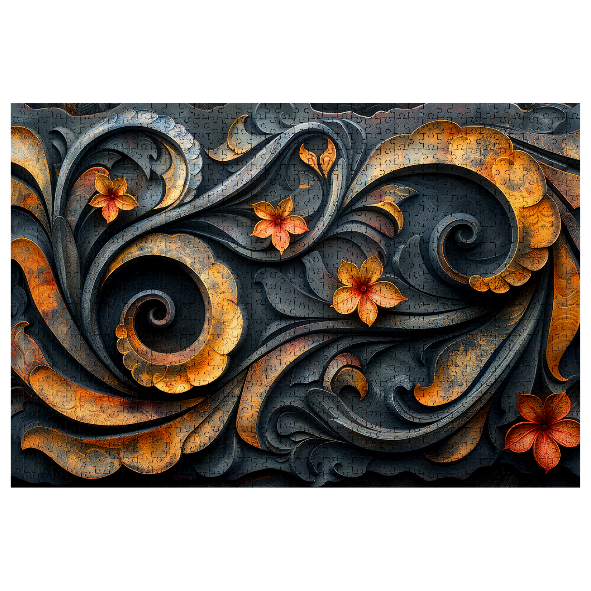 Copper Blossom - Premium Jigsaw Puzzle, Ornate, Detailed - Multiple Sizes Available