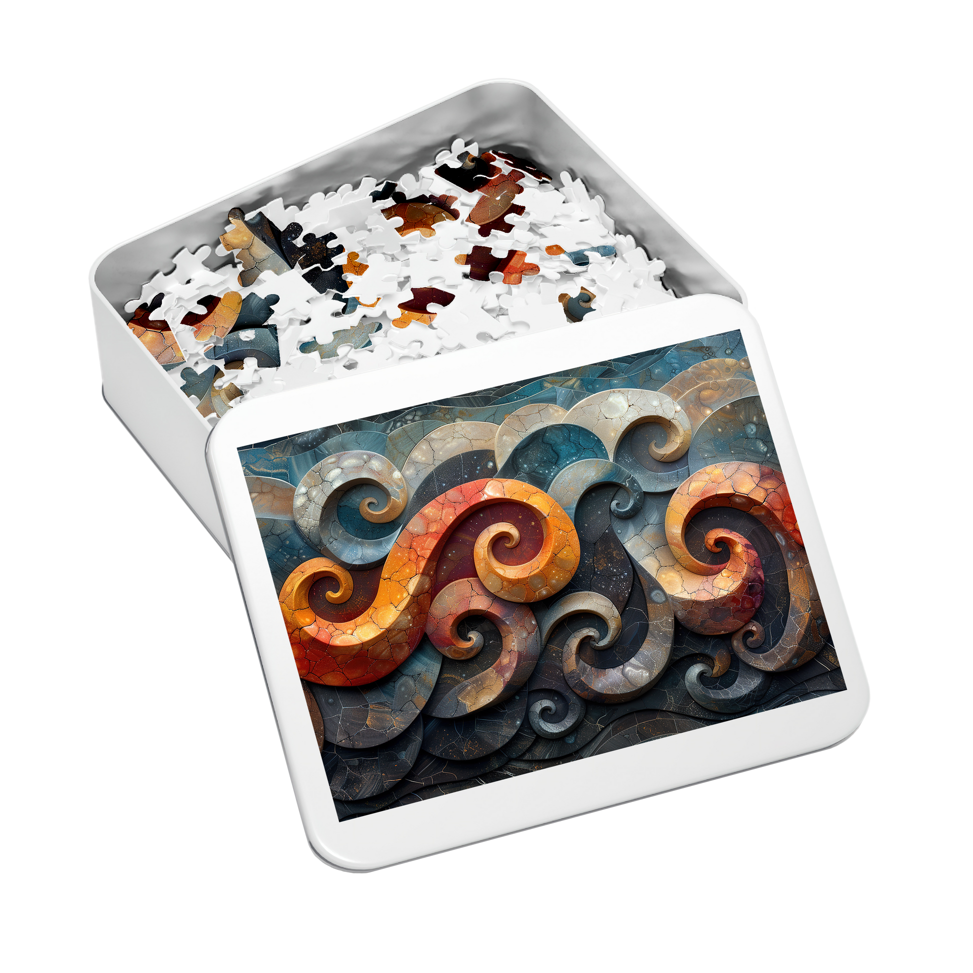 Aquamarine Spiral - Premium Jigsaw Puzzle, Ornate, Detailed - Multiple Sizes Available