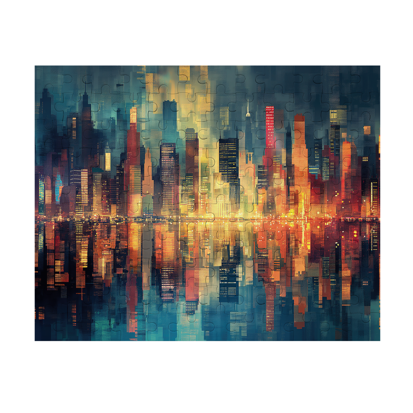 Reflections - Premium Jigsaw Puzzle - Dynamic, Cityscape, Skyscrapers, Waterfront - Multiple Sizes Available