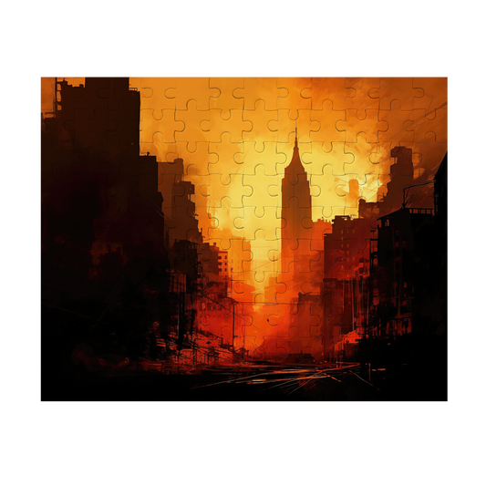 Golden Streets - Premium Jigsaw Puzzle - Dynamic, Urban, Sunset, Golden Hour - Multiple Sizes Available