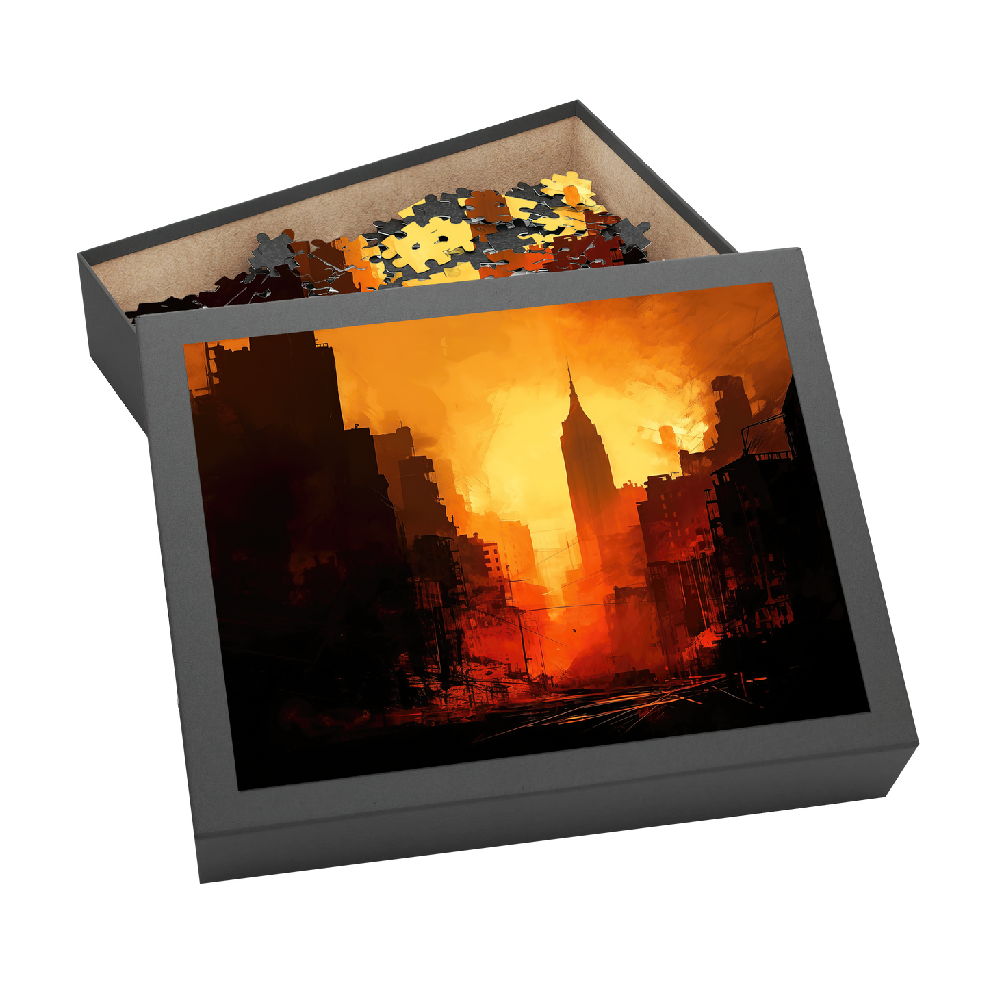 Golden Streets - Premium Jigsaw Puzzle - Dynamic, Urban, Sunset, Golden Hour - Multiple Sizes Available